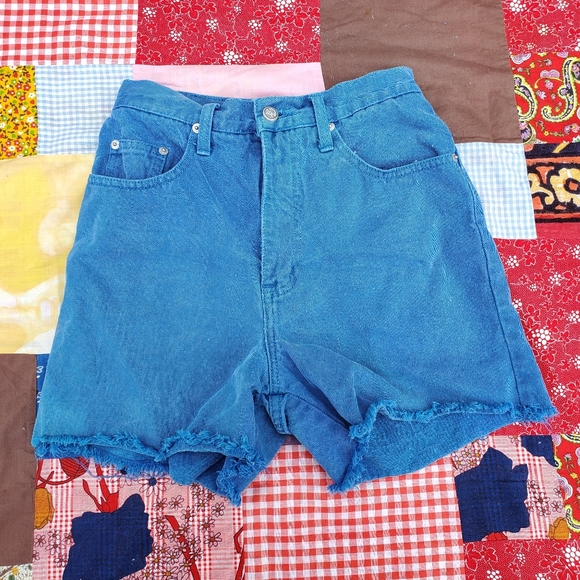 Vintage Pants - Vintage 90's High Rise Blue Denim Shorts Cut Offs